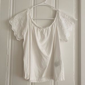 white lace off the shoulder top